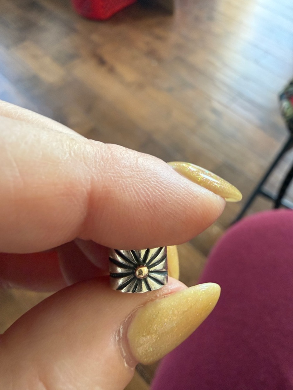 Pandora Sunburst Clip Charm Retired Sterling Silver & 14k Gold Accents - Picture 2 of 7